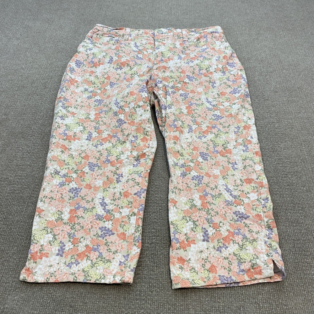 Gloria Vanderbilt Capri Pants Womens 12 Floral Cropped Stretch Amanda